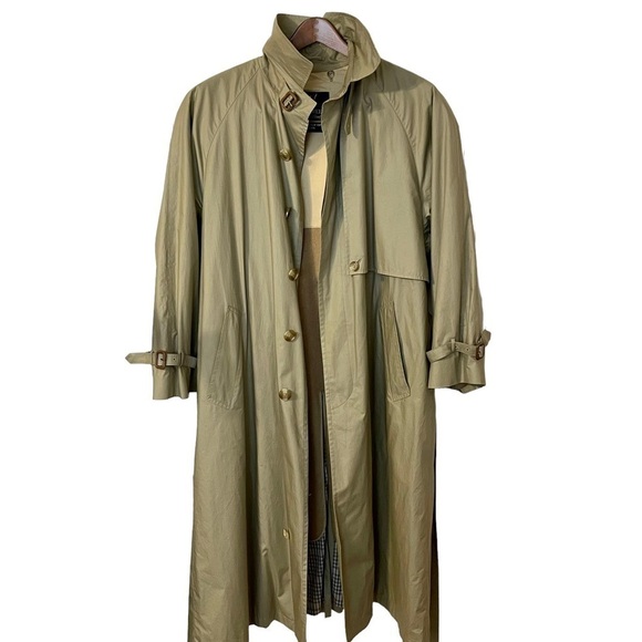 Austin Reed Vintage Mens Khaki Long Trench Coat with Removable Wool Liner 40R - Picture 4 of 12